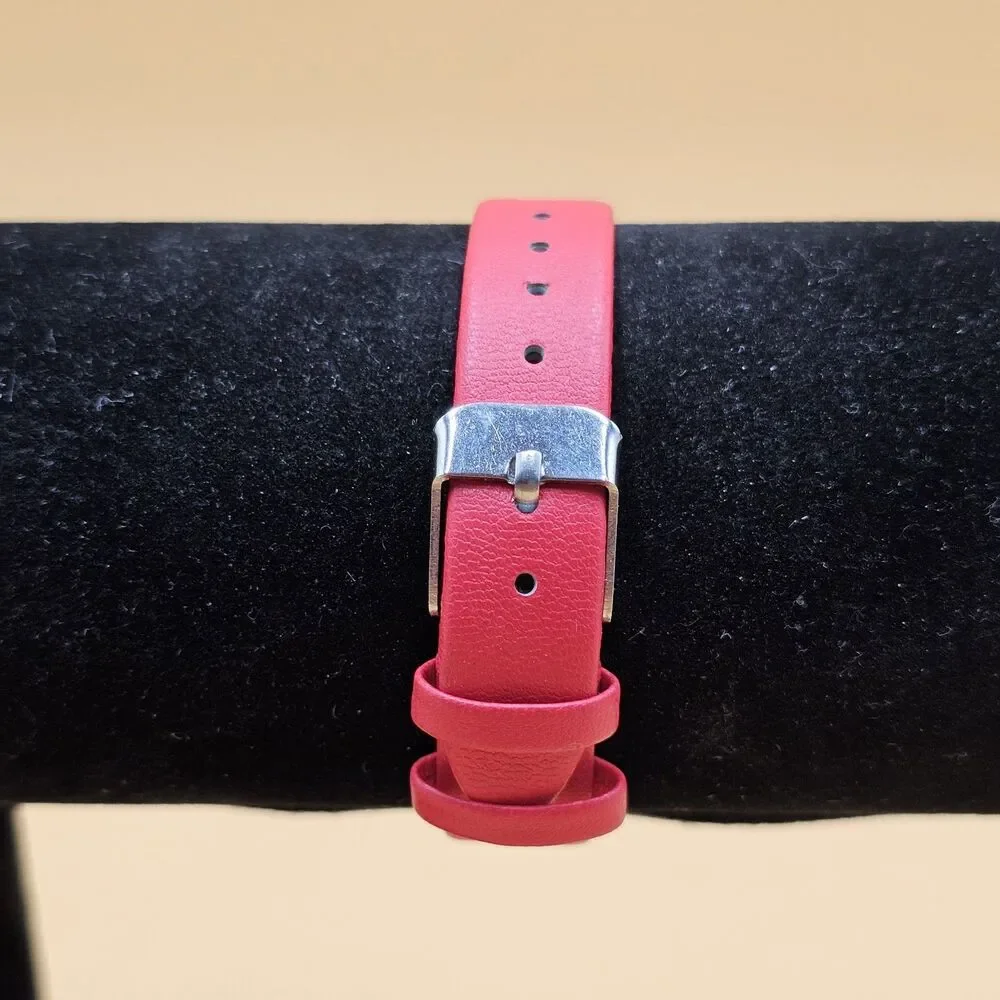 Ladies Two Tone Red/Gold Square Dial Quartz Fashion Watch New Battery